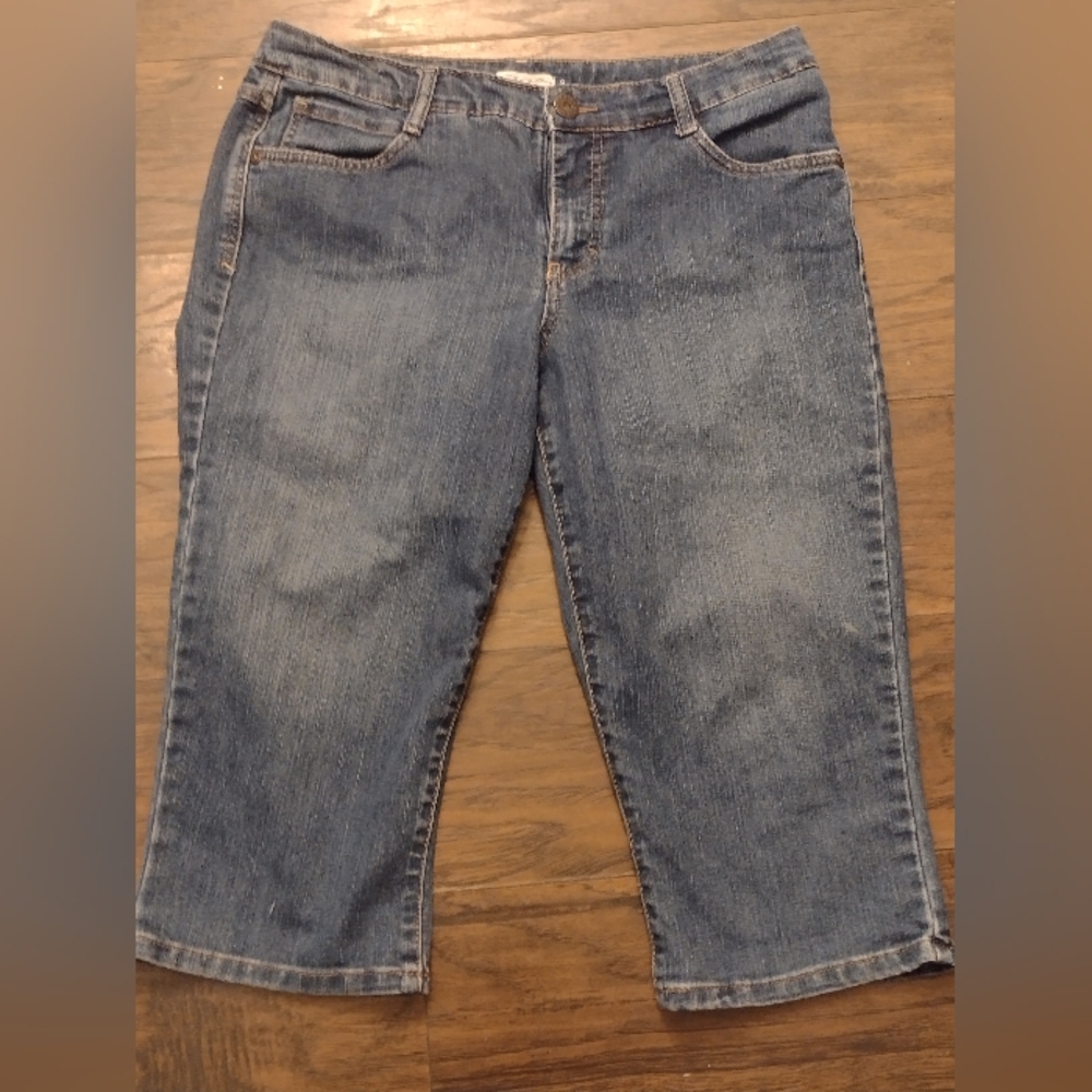 BandolinoBlu Capri Pants with Woven Texture and Natural Fading Size 8.